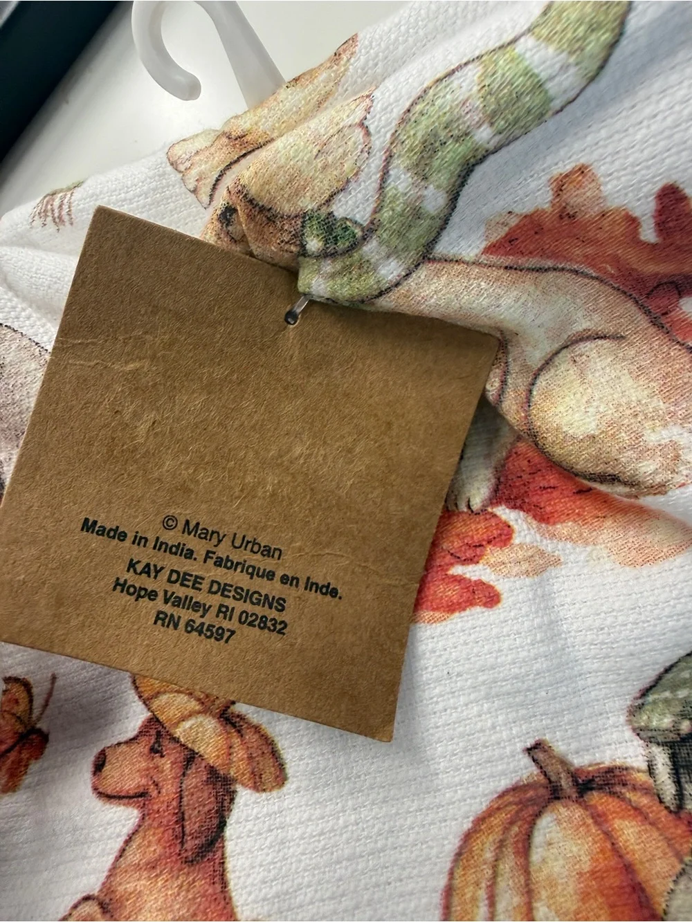 KAY DEE KITCHEN TOWELS (2) DOGS PUMPKINS LEAVES FALL 18 X 28 TERRY LINED NWT